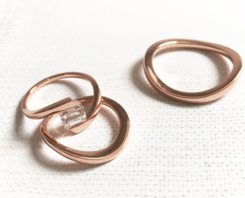 alliance bague or rose fiancailles