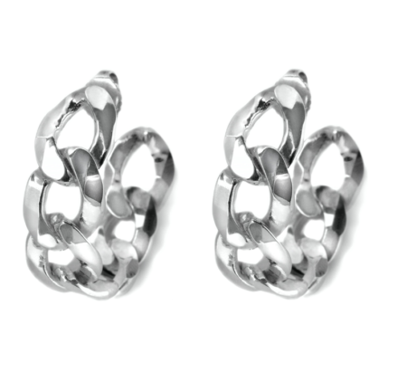 curb chain earring silver