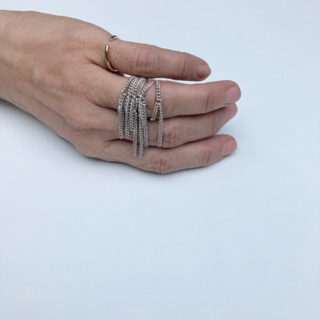 bague franges chainette argent