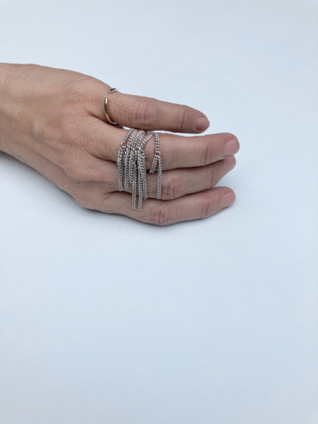 bague franges chainette argent